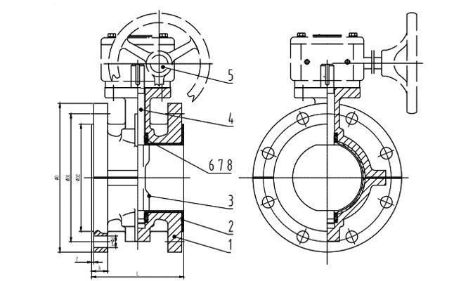 法兰蝶阀图片结构图图片